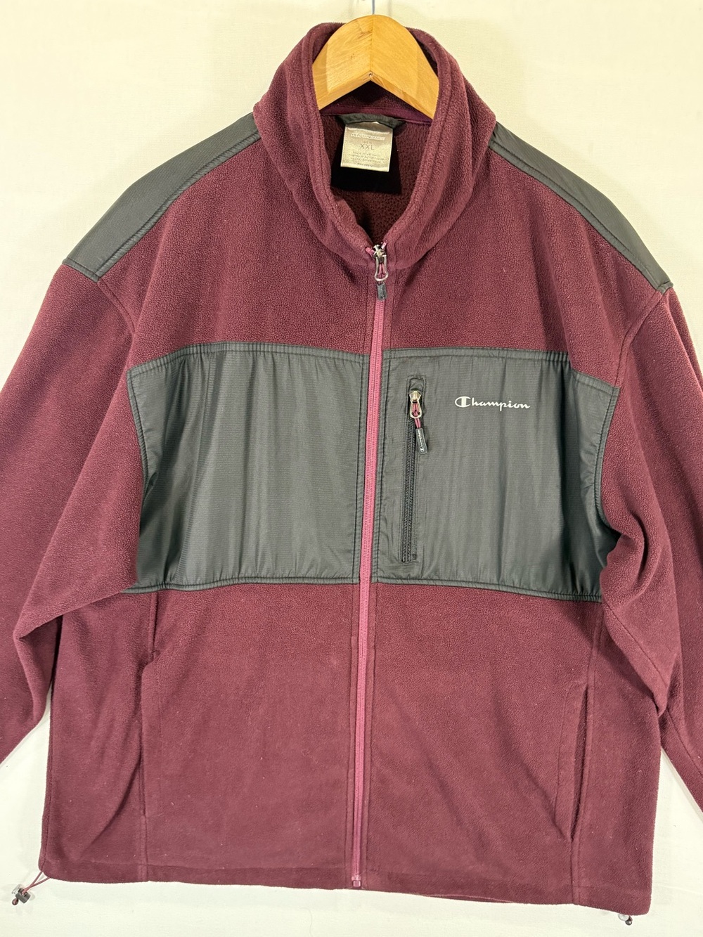 Champion Men's Maroon and Gray Full-Zip Fleece Jacket